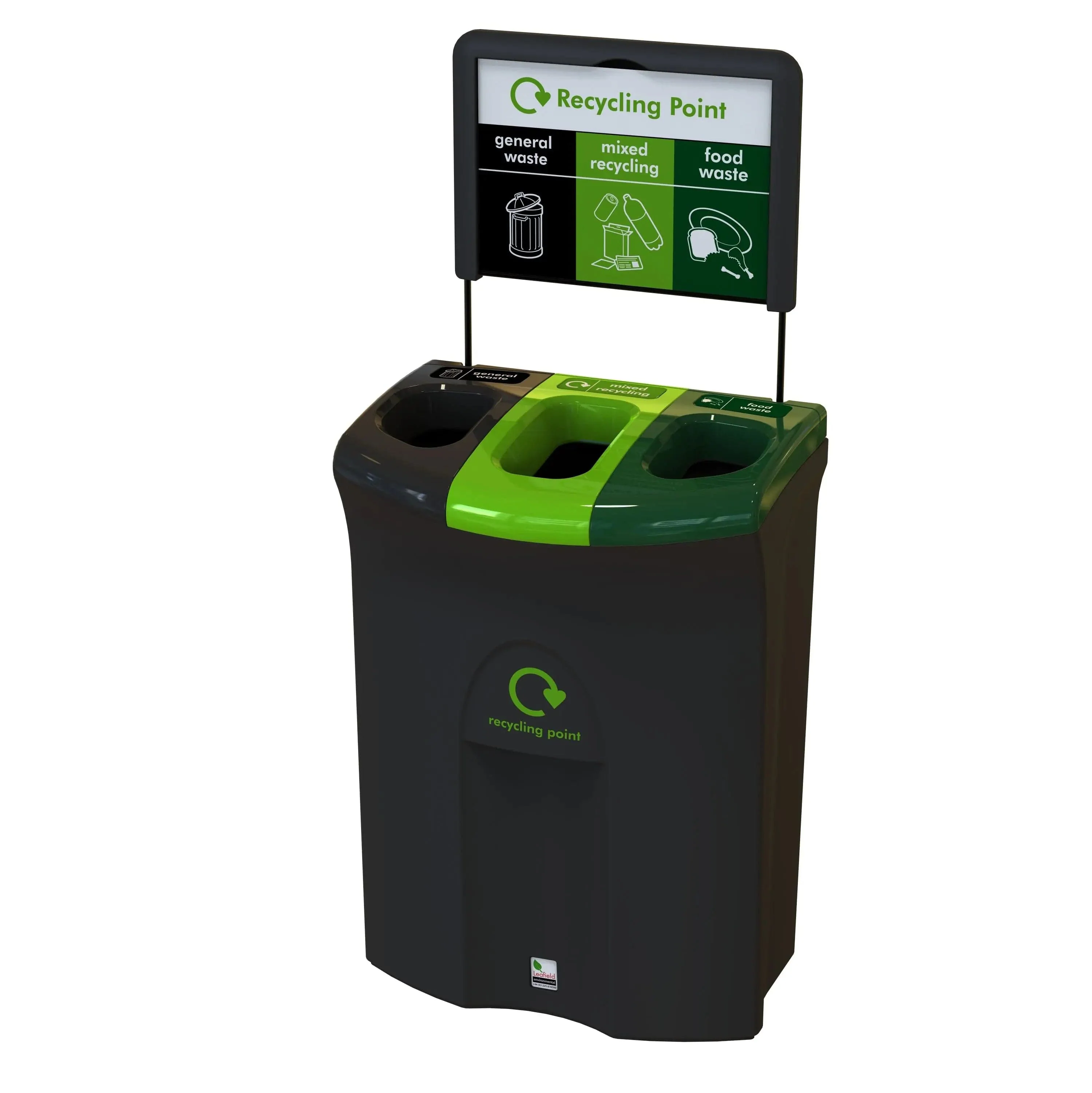 Meridian Triple Aperture Recycling Bin - 110 Litre - Image 4
