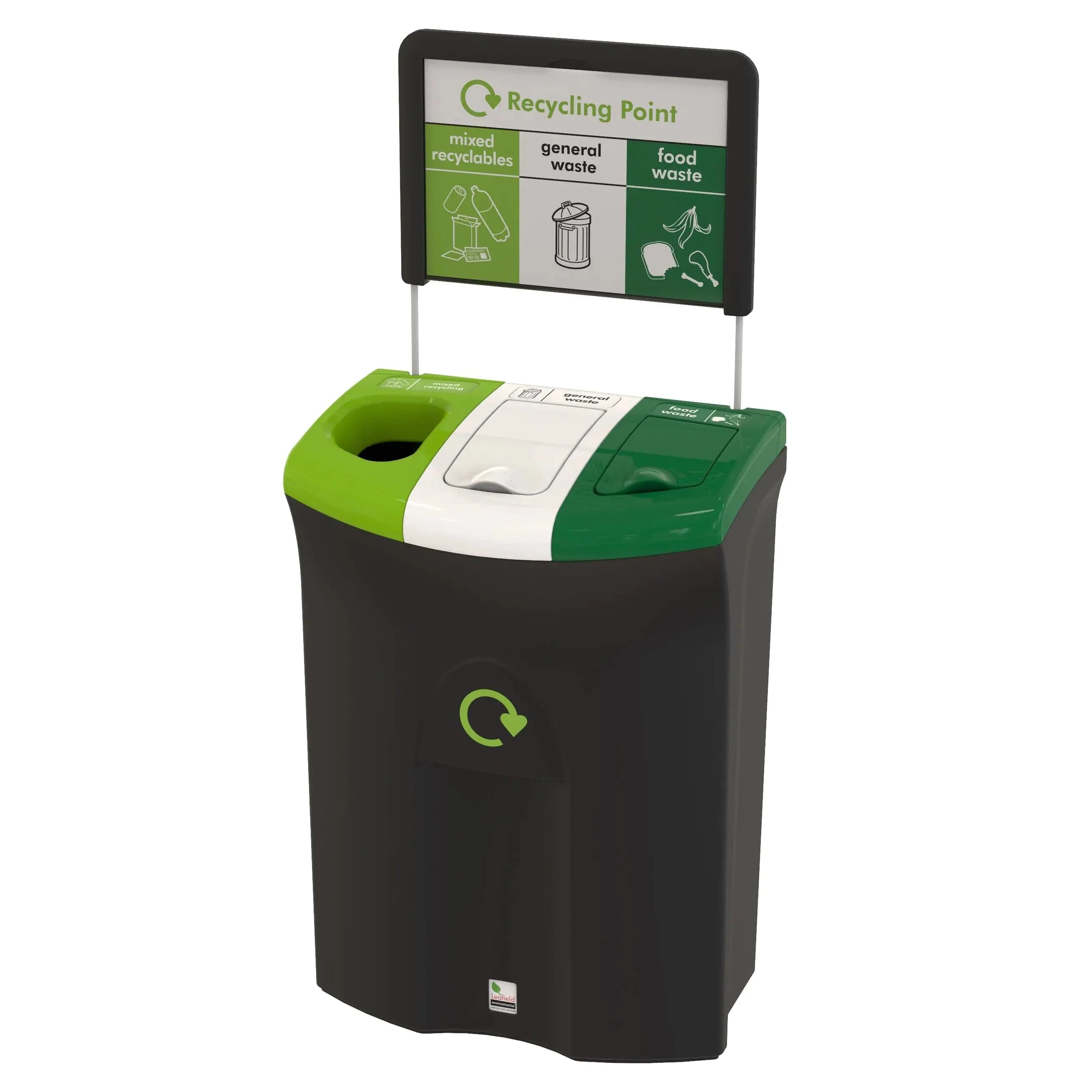 Meridian Triple Aperture Recycling Bin - 110 Litre - Image 6