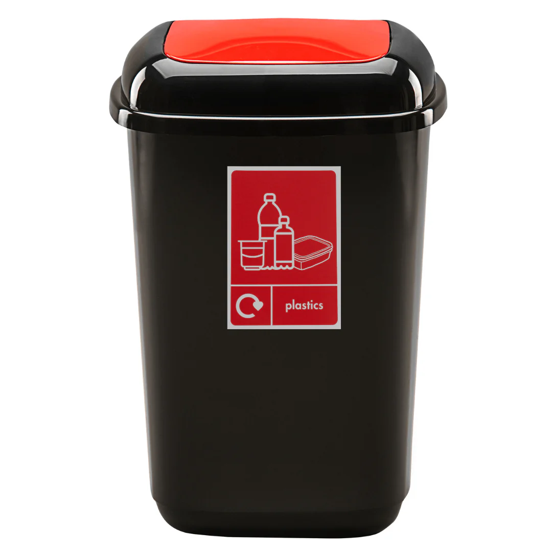 Plastic Push Lid Recycling Bin - 28 litre - Image 4