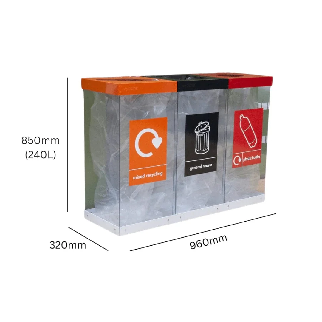 Triple Box Cycle Indoor Recycling Bin - 180 and 240 Litre Available - Image 4